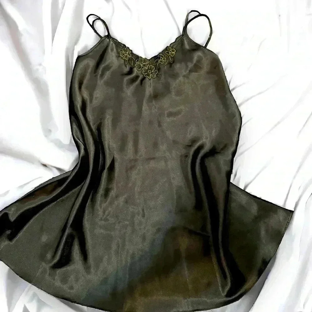Versailles vintage black and gold floral embellished mini  slip dress S